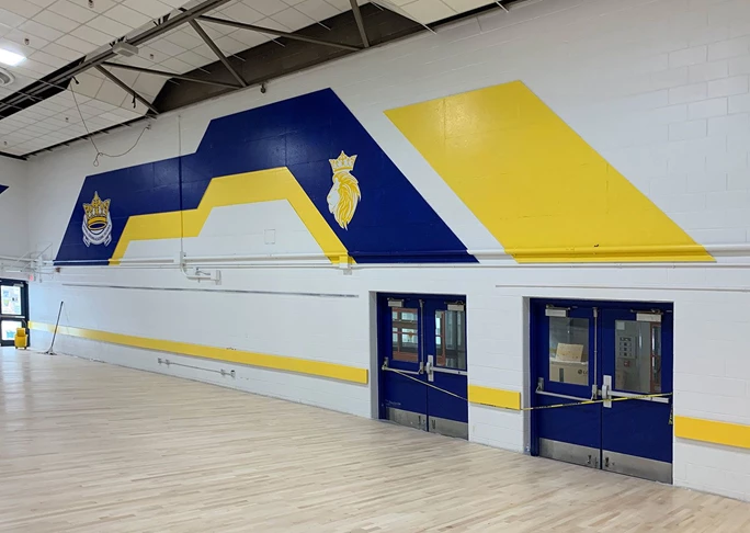Interior Signage design of Royal Crown Academic School gym, main entrance